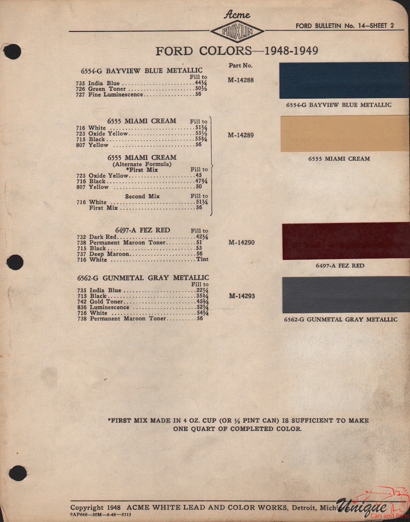 1948 Ford Paint Charts Acme 2